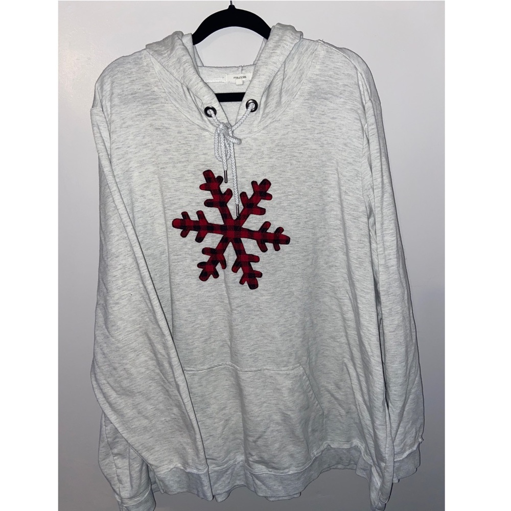 Maurices Winter Snowflake Flannel Sweatshirt.